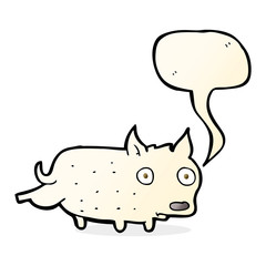 cartoon little dog cocking leg with speech bubble