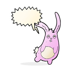 funny cartoon rabbit with speech bubble