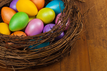 Decorative Easter eggs. Easter theme. Selective focus.