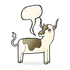 cartoon cow with speech bubble