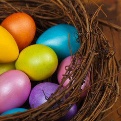 Decorative Easter eggs. Easter theme. Selective focus.