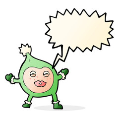 cartoon funny christmas creature with speech bubble