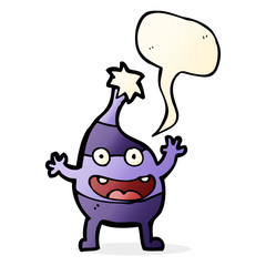 cartoon funny christmas creature with speech bubble