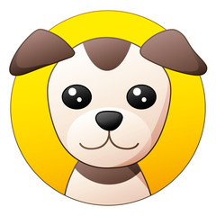 Dog face round icon.