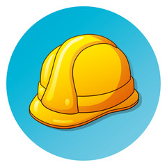 Fototapeta premium Safety helmet icon on a blue background.