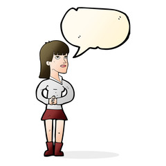 cartoon woman waiting with speech bubble