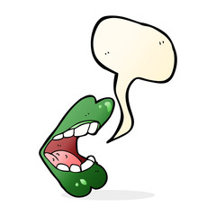 cartoon halloween mouth with speech bubble