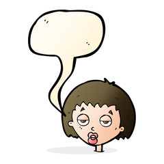 cartoon bored woman with speech bubble