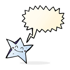 cartoon happy star character with speech bubble