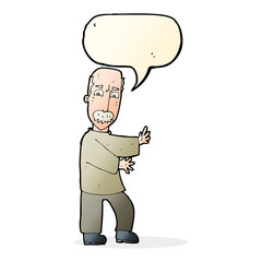 cartoon angry old man with speech bubble