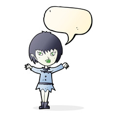 cartoon vampire girl with speech bubble