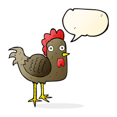 cartoon chicken with speech bubble