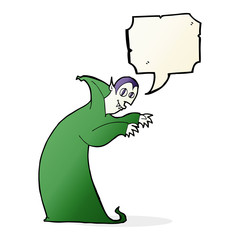 cartoon spooky vampire with speech bubble