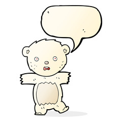 cartoon shocked polar bear cub with speech bubble