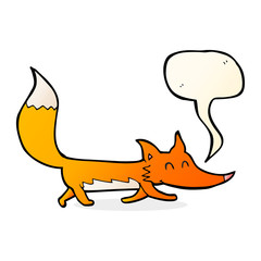 cartoon little fox with speech bubble