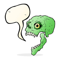 cartoon scary skull with speech bubble