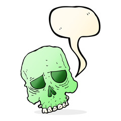cartoon spooky skull with speech bubble