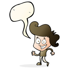 cartoon grinning man with speech bubble