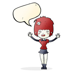 cartoon vampire girl with speech bubble