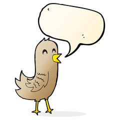 cartoon happy bird with speech bubble