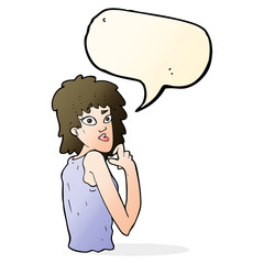 cartoon surprised woman with speech bubble