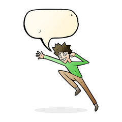 cartoon jumping man with speech bubble