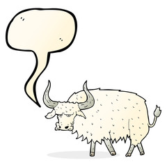 cartoon annoyed hairy ox with speech bubble
