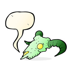 cartoon magic ram skull with speech bubble