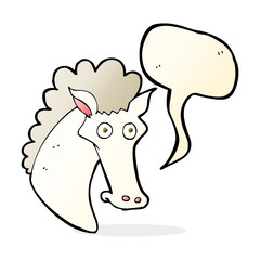 cartoon horse head with speech bubble