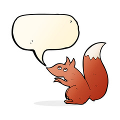 cartoon red squirrel with speech bubble