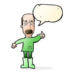 cartoon annoyed old man with speech bubble