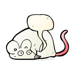 cartoon white mouse with speech bubble