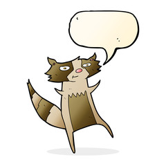 cartoon raccoon with speech bubble