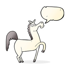 funny cartoon horse with speech bubble