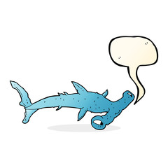 cartoon hammerhead shark with speech bubble