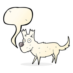 cartoon cute little dog with speech bubble