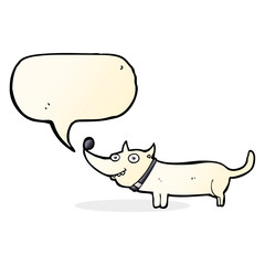 cartoon happy dog with speech bubble
