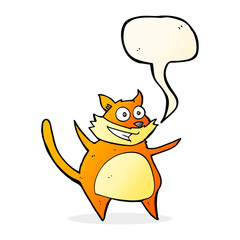 funny cartoon cat with speech bubble