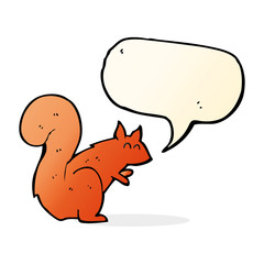 cartoon red squirrel with speech bubble