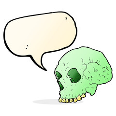 cartoon spooky skull with speech bubble