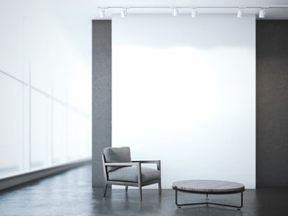 Fototapeta premium Office interior with table and armchair. 3d rendering