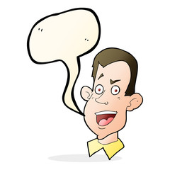 cartoon male face with speech bubble