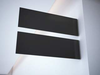 Black  signboard in the office interior. 3d rendering