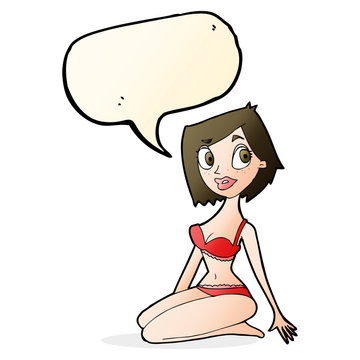 recommend clip art: cartoon pretty woman in underwear with speech bubble
