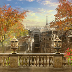 Panorama of Paris, France, Montmartre.
