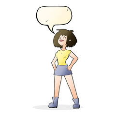cartoon capable woman with speech bubble