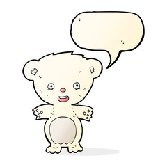 cartoon polar bear with speech bubble