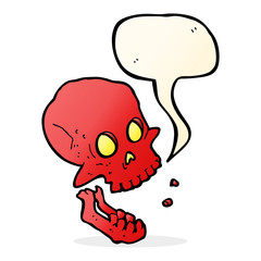 cartoon laughing skull with speech bubble