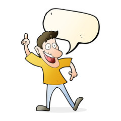 cartoon man with great idea with speech bubble