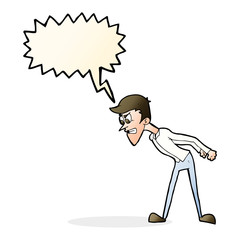 cartoon angry man with speech bubble
